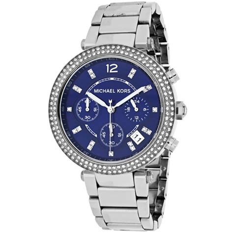 michael kors watch silver and blue